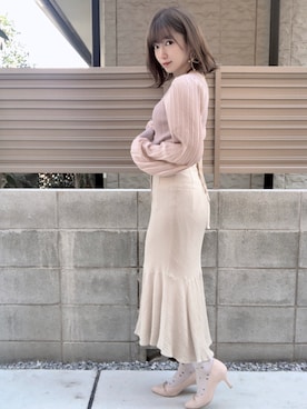 「MERCURYDUO（マーキュリーデュオ）のアイテム（カーディガン/ボレロ）」を使った、RUUさん（レディース・156cm）の春コーディネート