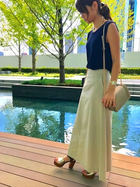 「ノースリーブニット」｜「アイテム（その他）」を使った、RIPOさん（レディース・165cm）の秋コーディネート