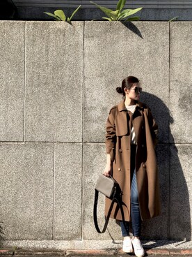 「travel」｜「アイテム（バッグ）」を使った、KarenHuangさん（レディース・163cm）の冬コーディネート