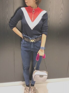 「OZOC（オゾック）のアイテム（ハンドバッグ）」を使った、ちょさん（レディース・163cm）の秋コーディネート