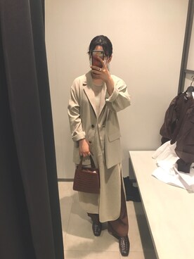 「ショッピング」｜「アイテム（スラックス）」を使った、Okameさん（レディース・159cm）の冬コーディネート