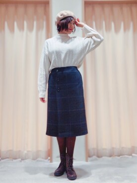 「Te chichi TERRASSE（テチチテラス）のアイテム（ハンチング/ベレー帽）」を使った、Mayuさん（レディース・167cm）の冬コーディネート
