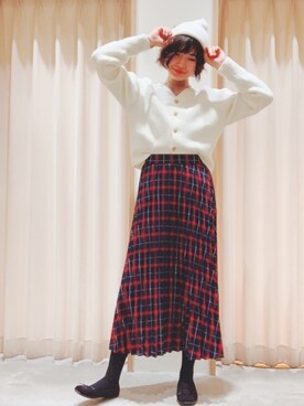「Te chichi TERRASSE（テチチテラス）のアイテム（ニットキャップ/ビーニー）」を使った、Mayuさん（レディース・167cm）の冬コーディネート