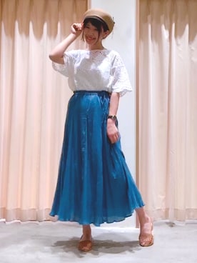 「Te chichi（テチチ）のアイテム（キャスケット）」を使った、Mayuさん（レディース・168cm）の夏コーディネート