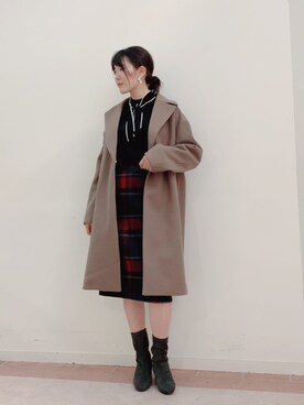 「Te chichi TERRASSE（テチチテラス）のアイテム（チェスターコート）」を使った、Mayuさん（レディース・168cm）の秋コーディネート