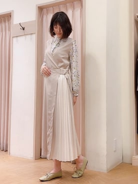 「Te chichi TERRASSE（テチチテラス）のアイテム（ジャンパースカート）」を使った、Mayuさん（レディース・168cm）の春コーディネート