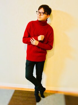 赤いニット のメンズ人気ファッションコーディネート Wear