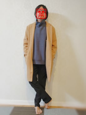 「チェスターコート キャメル」｜Omido/おみどさん（メンズ・167cm）の冬コーディネート
