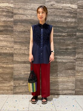 「EleSac（エルサック）の＜ELESAC（エルサック）＞PESCA ハンドバッグ◆（ハンドバッグ）」を使った、ando misaさん（レディース・154cm）の夏コーディネート