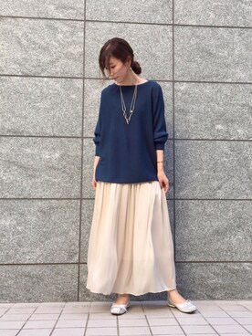 「ブルー x ホワイト」｜「アイテム（バレエシューズ）」を使った、napoca自由が丘さん（レディース・157cm）の秋コーディネート