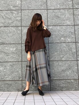「ブラウンコーデ」｜「アイテム（ブーティ）」を使った、napoca自由が丘さん（レディース・156cm）の秋コーディネート