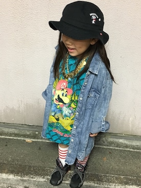「OZOC（オゾック）のアイテム（トップス）」を使った、LUD&Aさん（キッズ・110cm）の春コーディネート