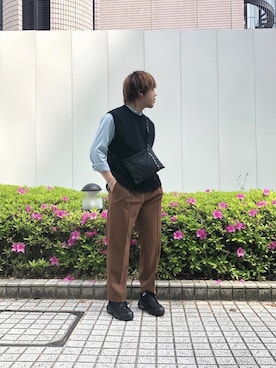 「PUBLIC TOKYO（パブリックトウキョウ）のトロウールテーパードスラックス（スラックス）」を使った、miyazakiさん（メンズ・176cm）の春コーディネート