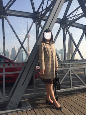 「Paul Smith（ポールスミス）のアイテム（ステンカラーコート）」を使った、鸭斯基さん（レディース・165cm）の秋コーディネート