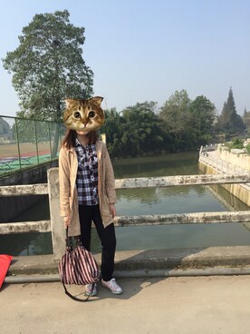 「MK MICHEL KLEIN（エムケーミッシェルクラン）のアイテム（モッズコート）」を使った、鸭斯基さん（レディース・165cm）の秋コーディネート
