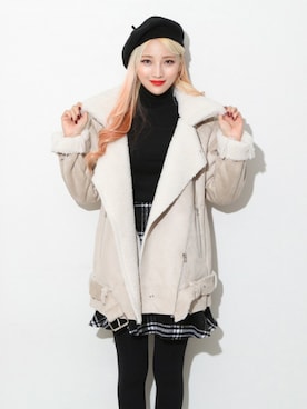 「韓国」｜「アイテム（ムートンコート）」を使った、bullangさん（レディース・158cm）の冬コーディネート
