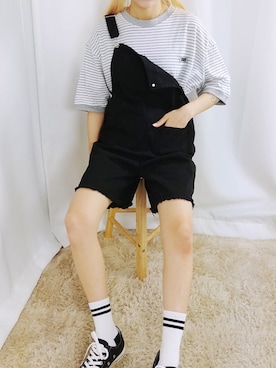「韓国」｜「アイテム（つなぎ/オールインワン）」を使った、bullangさん（レディース・158cm）の春コーディネート