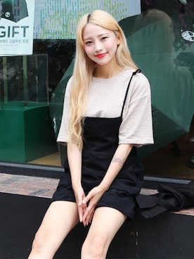 「韓国」｜「アイテム（サロペット/オーバーオール）」を使った、bullangさん（レディース・158cm）の夏コーディネート