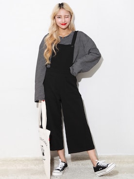 「韓国」｜「アイテム（つなぎ/オールインワン）」を使った、bullangさん（レディース・158cm）の夏コーディネート