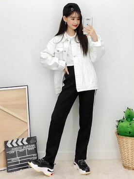 「BLANC..（ブラン）のアイテム（ジャケット/アウター）」を使った、bullangさん（レディース・158cm）の冬コーディネート