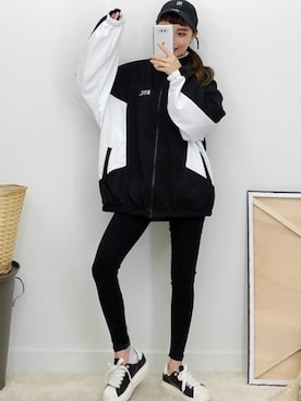 「BLANC..（ブラン）のアイテム（ジャケット/アウター）」を使った、bullangさん（レディース・158cm）の春コーディネート