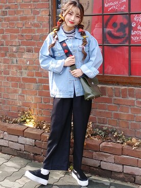 「BLANC..（ブラン）のアイテム（ジャケット/アウター）」を使った、bullangさん（レディース・158cm）の春コーディネート