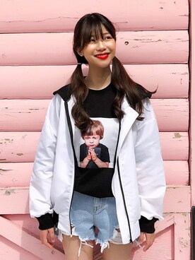 「BLANC..（ブラン）のアイテム（ジャケット/アウター）」を使った、bullangさん（レディース・158cm）の春コーディネート
