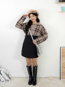 「BLANC..（ブラン）のアイテム（その他アウター）」を使った、bullangさん（レディース・158cm）の秋コーディネート