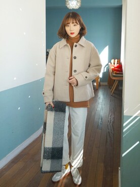 「BLANC..（ブラン）のアイテム（その他アウター）」を使った、bullangさん（レディース・158cm）の冬コーディネート