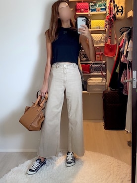 「alexanderwang（アレキサンダーワン）のアイテム（Tシャツ/カットソー、ブラック系）」を使った、xxx11さん（レディース・167cm）の秋コーディネート