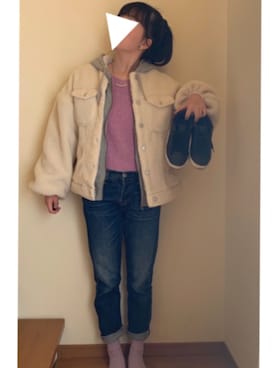 Lily◟́◞̀使用「Levi's（501-レギュラーストレート/ダークカラー/11.5ozセルビッジデニム）」的時尚穿搭