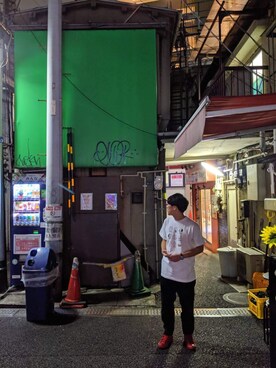 「BT21（ビーティーイシビル）のアイテム」を使った、MMさん（メンズ・171cm）の冬コーディネート