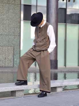 「CASPER JOHN（キャスパージョン）のアイテム（帽子）」を使った、SEIさん（メンズ・183cm）の冬コーディネート