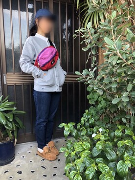 「CHUMS（チャムス）のアイテム（ノーカラージャケット）」を使った、ギズモさん（レディース・158cm）の秋コーディネート