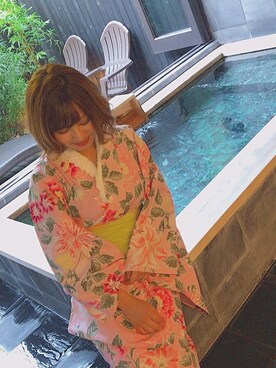 「家族旅行」｜「アイテム（浴衣）」を使った、Rさん（レディース・150cm）の夏コーディネート