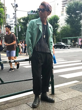 「Azuma.（アズマ）のアイテム（ジャケット/アウター）」を使った、給前友貴さん（メンズ・172cm）の夏コーディネート