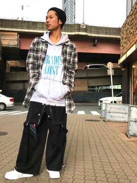 「Azuma.（アズマ）のアイテム（サロペット/オーバーオール）」を使った、給前友貴さん（メンズ・172cm）の秋コーディネート