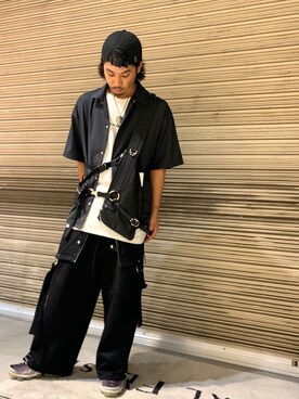 「Azuma.（アズマ）のアイテム（サロペット/オーバーオール）」を使った、給前友貴さん（メンズ・172cm）の夏コーディネート