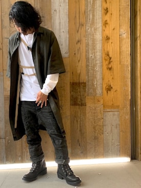 「HAIDER ACKERMANN（ハイダーアッカーマン）のアイテム（その他アウター）」を使った、給前友貴さん（メンズ・172cm）の夏コーディネート