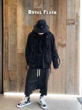 「A-COLD-WALL*（アコールドウォール）のアイテム（帽子）」を使った、給前友貴さん（メンズ・172cm）の春コーディネート