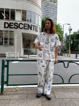 「Azuma.（アズマ）のアイテム（パンツ）」を使った、給前友貴さん（メンズ・172cm）の春コーディネート