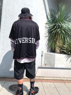 「A-COLD-WALL*（アコールドウォール）のアイテム（帽子）」を使った、給前友貴さん（メンズ・172cm）の夏コーディネート