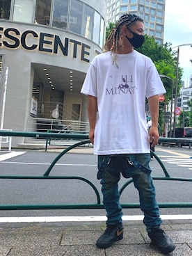 「Azuma.（アズマ）のアイテム（トップス）」を使った、給前友貴さん（メンズ・172cm）の夏コーディネート
