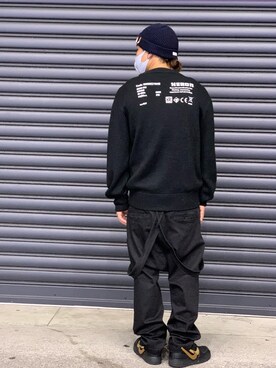 「ISAMU KATAYAMA BACKLASH（イサムカタヤマバックラッシュ）のアイテム（オールインワン・サロペット）」を使った、給前友貴さん（メンズ・172cm）の秋コーディネート