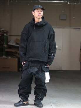 「A-COLD-WALL*（アコールドウォール）のアイテム（帽子）」を使った、給前友貴さん（メンズ・170cm）の秋コーディネート