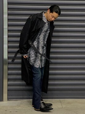 「JOHN LAWRENCE SULLIVAN（ジョンローレンスサリバン）のアイテム（ブーツ）」を使った、給前友貴さん（メンズ・170cm）の秋コーディネート