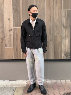 「JOHN LAWRENCE SULLIVAN（ジョンローレンスサリバン）のアイテム（ブーツ）」を使った、給前友貴さん（メンズ・170cm）の冬コーディネート
