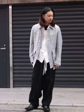 「JOHN LAWRENCE SULLIVAN（ジョンローレンスサリバン）のアイテム（ブーツ）」を使った、給前友貴さん（メンズ・170cm）の冬コーディネート