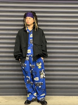 「Azuma.（アズマ）のアイテム（パンツ）」を使った、給前友貴さん（メンズ・170cm）の春コーディネート