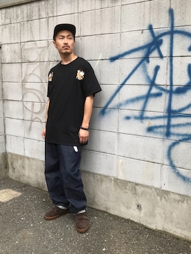 「AlexanderLeeChang（アレキサンダーリーチャン）のアイテム（Tシャツ/カットソー）」を使った、Takahiro Teradaさん（メンズ・170cm）の夏コーディネート